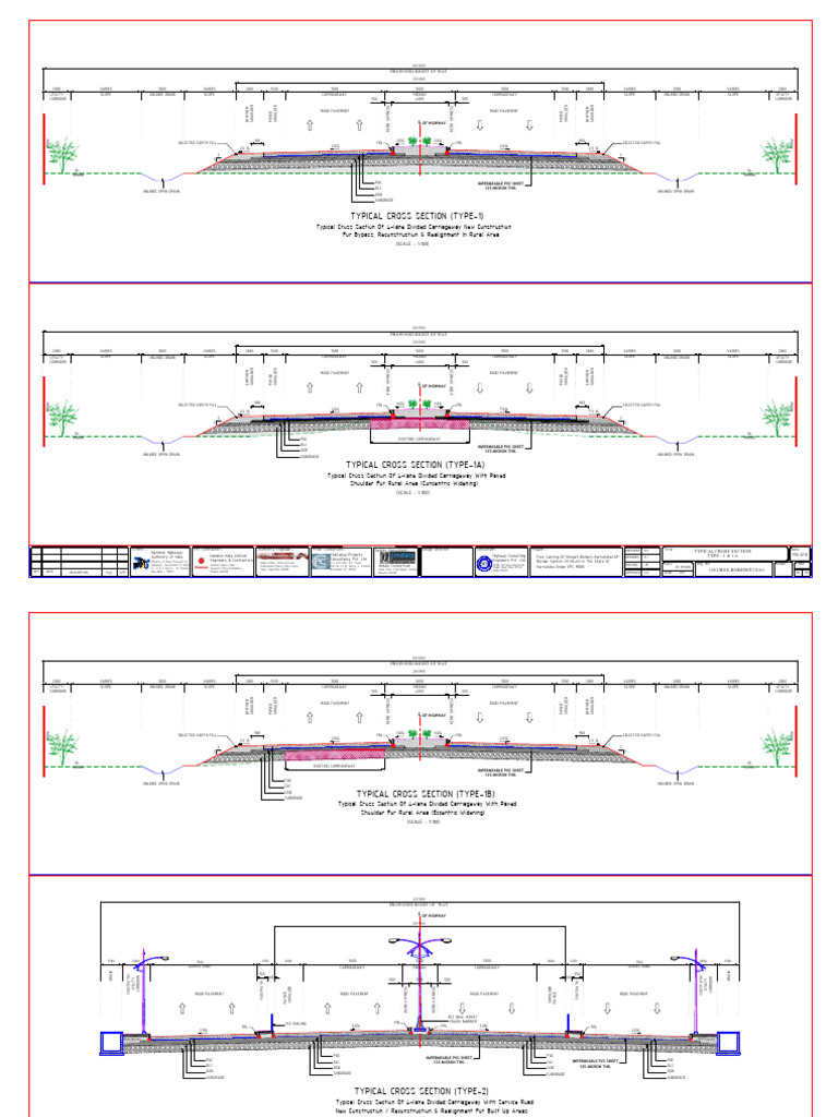 4-Lane Divided Carriageway Cross Sections | PDF | Land Use | Transport