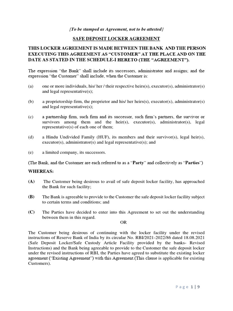 050723-Revised Locker Agreement | PDF | License | Banks