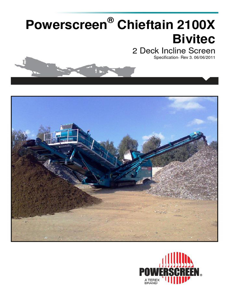 PDF Powerscreen Chieftain 2100X Bivitec 2 Deck Tech Spec Rev3 06-06 ...