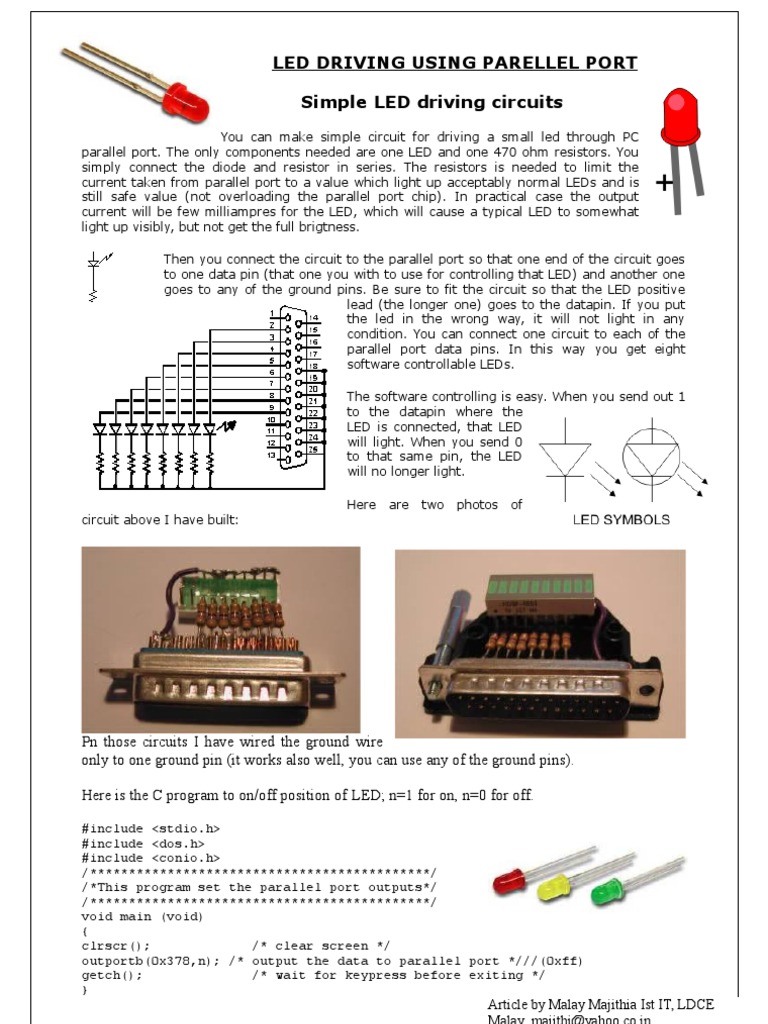 Parallel Port LED Control Guide | PDF | Light Emitting Diode | Series ...