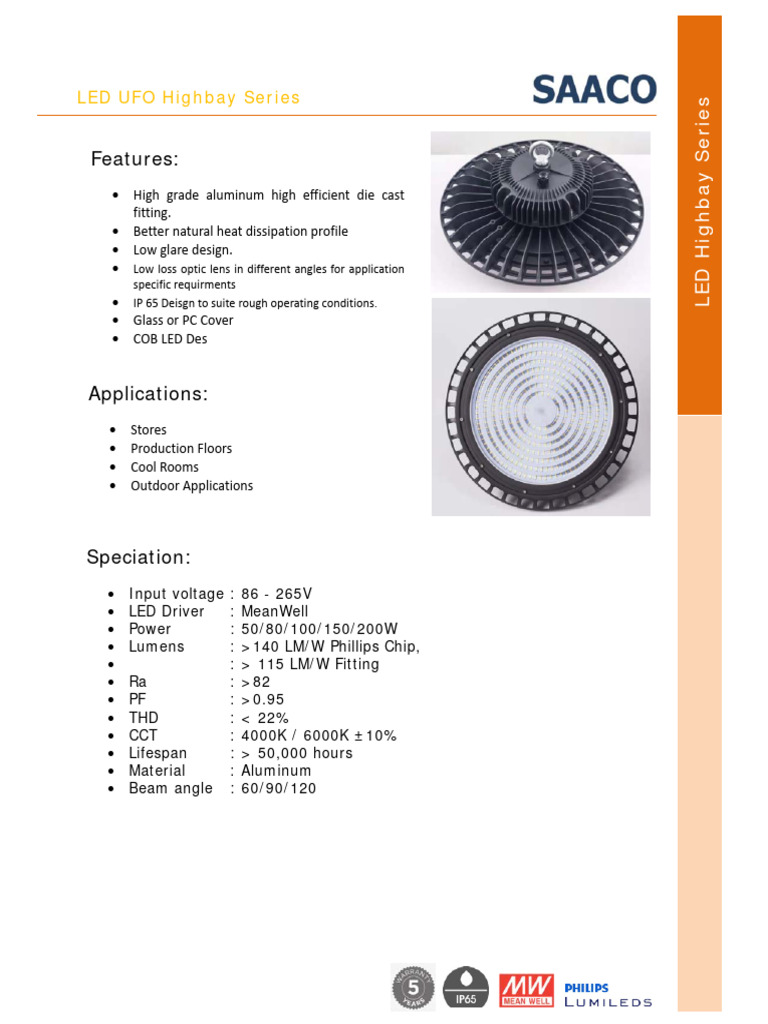 LED High Bay Lighting Specifications | PDF