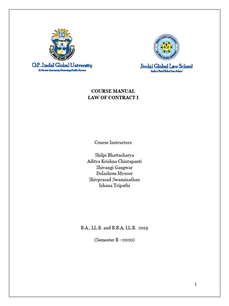 2020 Contract I Course Manual | PDF | Offer And Acceptance | Knowledge