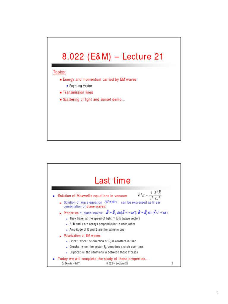 Lecture 21 | PDF | Waves | Light