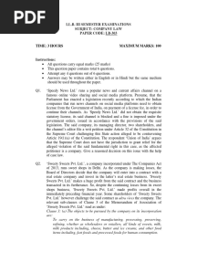 Company Law Question Paper