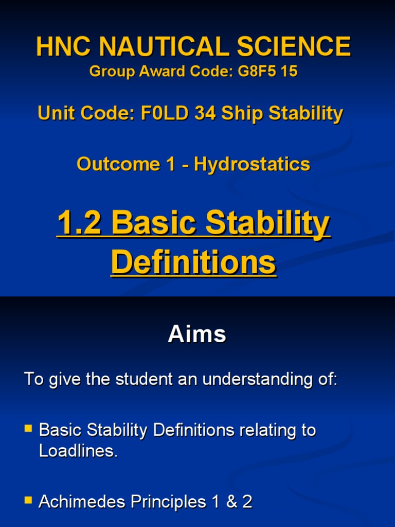 Basics of Ship Stability Explained | PDF | Buoyancy | Hull (Watercraft)