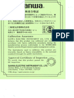 Certificate of Calibration Digital Multimeter