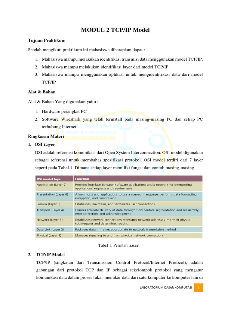 Layanan Jaringan Kelas 3d Modul 2 Tcp-Ip Model | PDF | Komputer