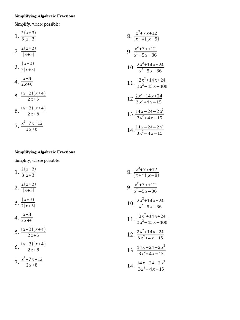 Simplifying algebraic fractions pdf