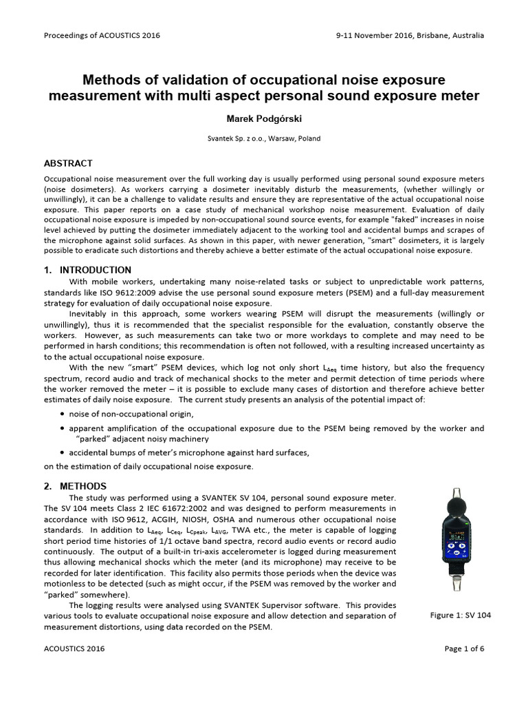 Validating Occupational Noise Exposure Measurements | PDF | Noise ...
