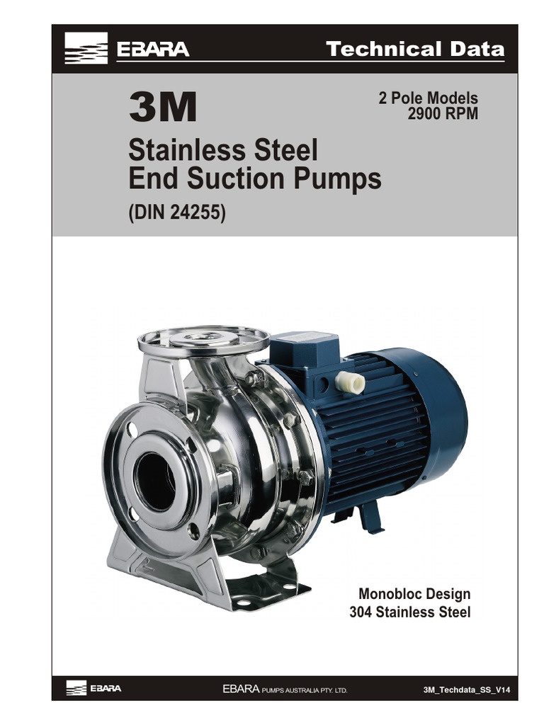 Ebara 3M Series Pump Specifications | PDF | Pump | Pipe (Fluid Conveyance)