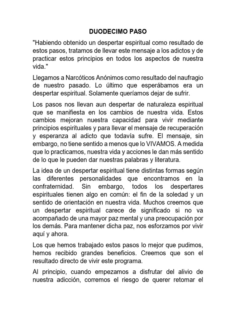 Duodécimo Paso: Compartir la Recuperación | PDF | Salud y bienestar