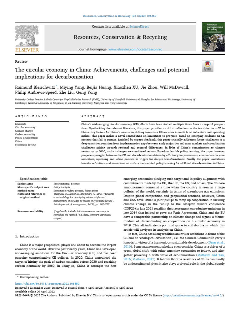 1 s2.0 S0921344922001951 Main | PDF | Climate Change Mitigation | China