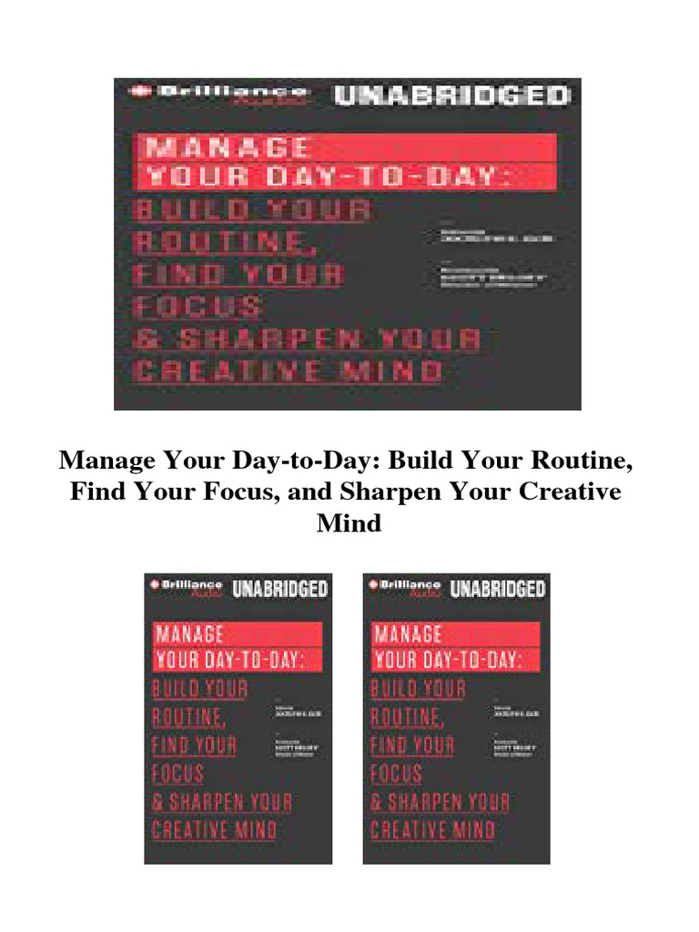 Manage Your Day To Day Book
