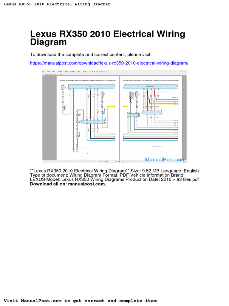 Lexus Rx350 2010 Electrical Wiring Diagram PDF Aphrodite