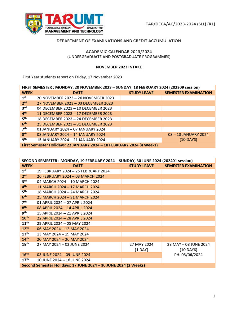 Academic Calendar 2023/2024 Overview | PDF | Academic Term | Business