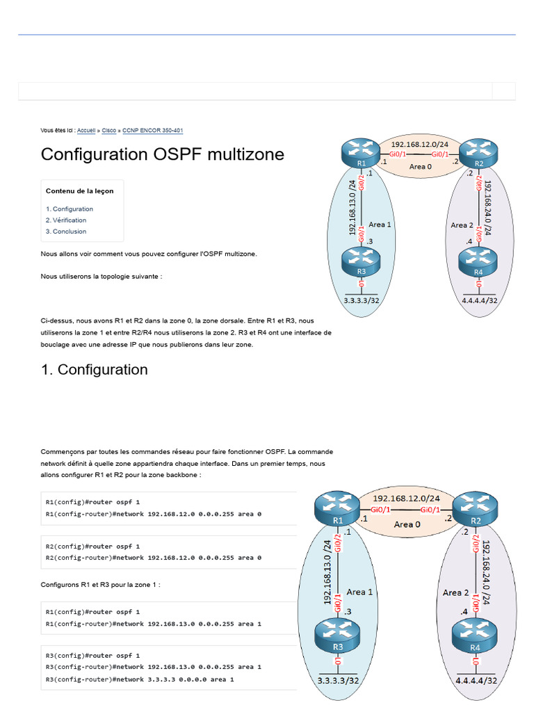 Configuration OSPF Multizone Guide | PDF | Télécommunications ...