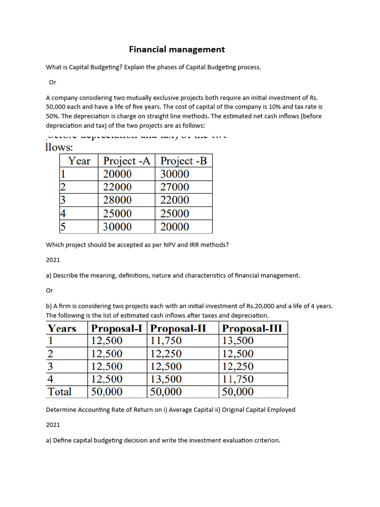 Capital Budgeting and Financial Management Guide | PDF | Capital ...