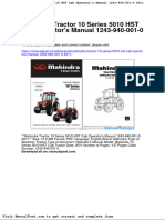 Mahindra Tractor 10 Series 5010 HST Cab Operators Manual 1243 940 001-0-2011
