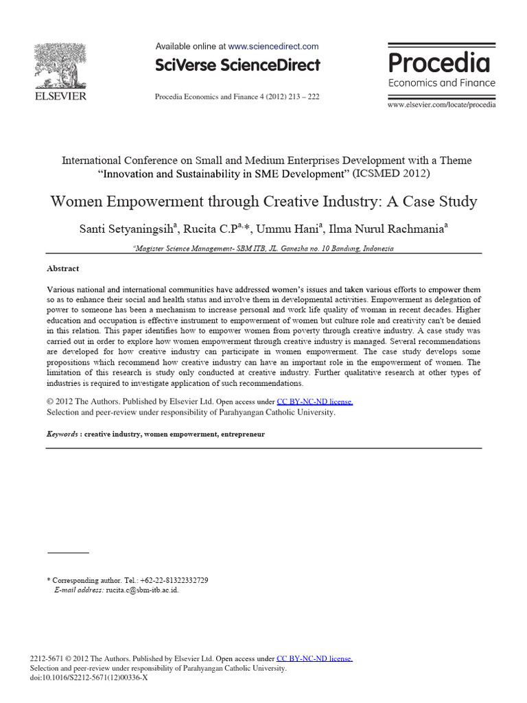 Women Empowerment Through Creative Industry | PDF | Leadership ...
