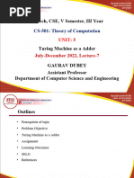 Lecture-7 Turing Machine As Adder