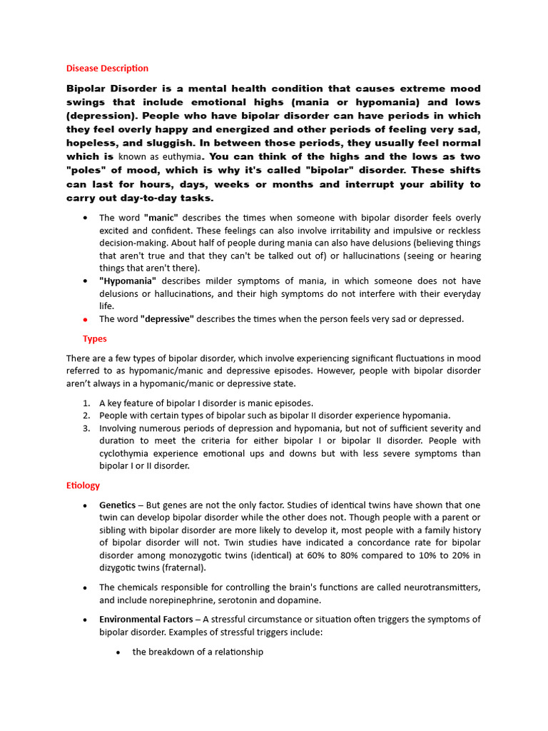 Bipolar disorder report | PDF | Bipolar Disorder | Mania