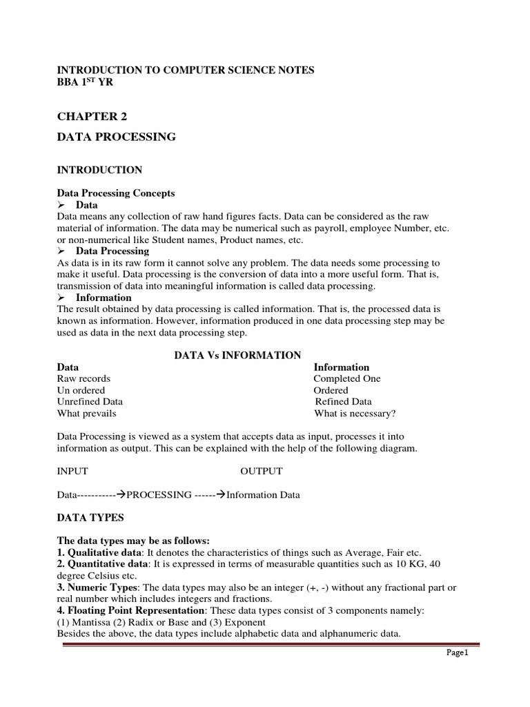 Data Processing | PDF | Computer Data Storage | Bit