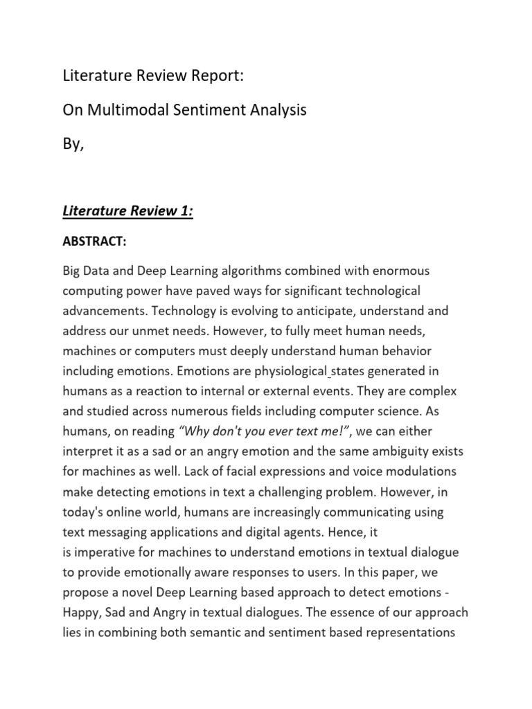 Literature review on multimodal sentimental analysis pdf deep