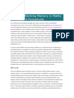 Exploring Working Memory in Maths Anxiety and Dyscalculia