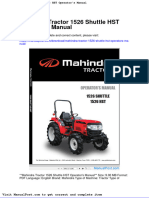 Mahindra Tractor 1526 Shuttle HST Operators Manual