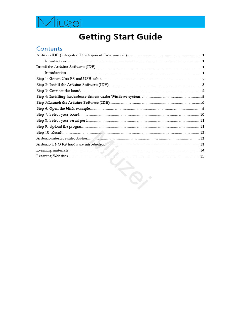 Getting start guide pdf arduino integrated development environment