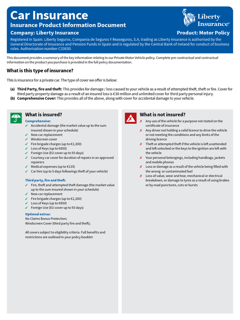 Liberty Motor Insurance Overview | PDF | Insurance | Vehicle Insurance