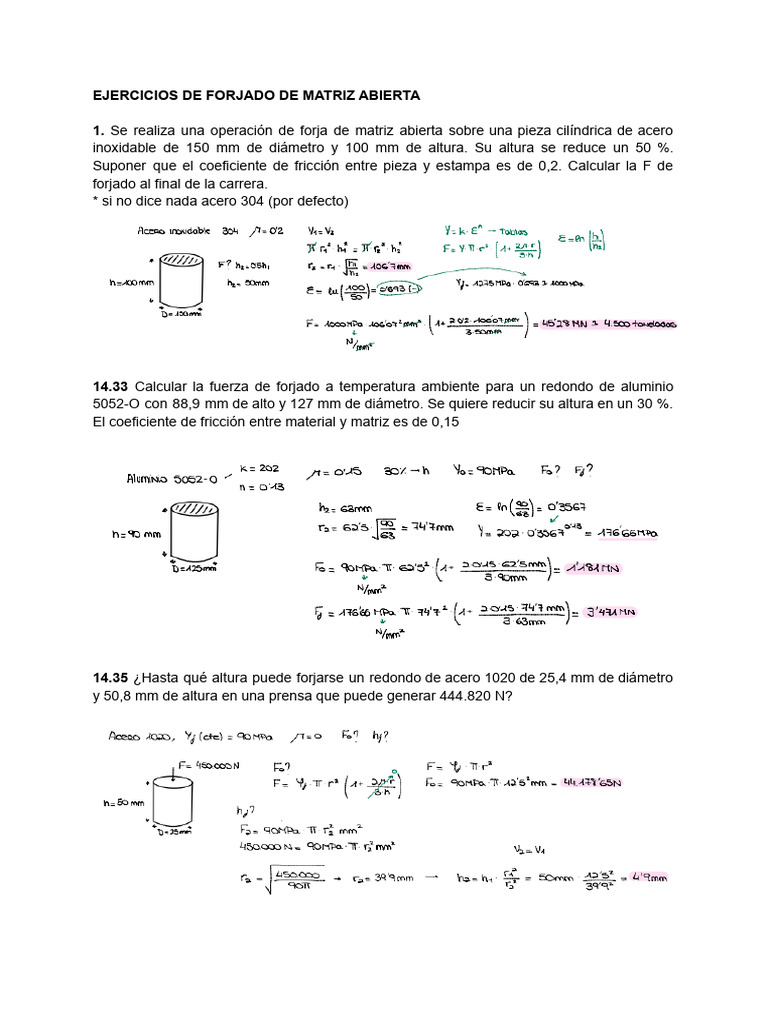 Ejercicios de Forjado y Embutición Metálica | PDF