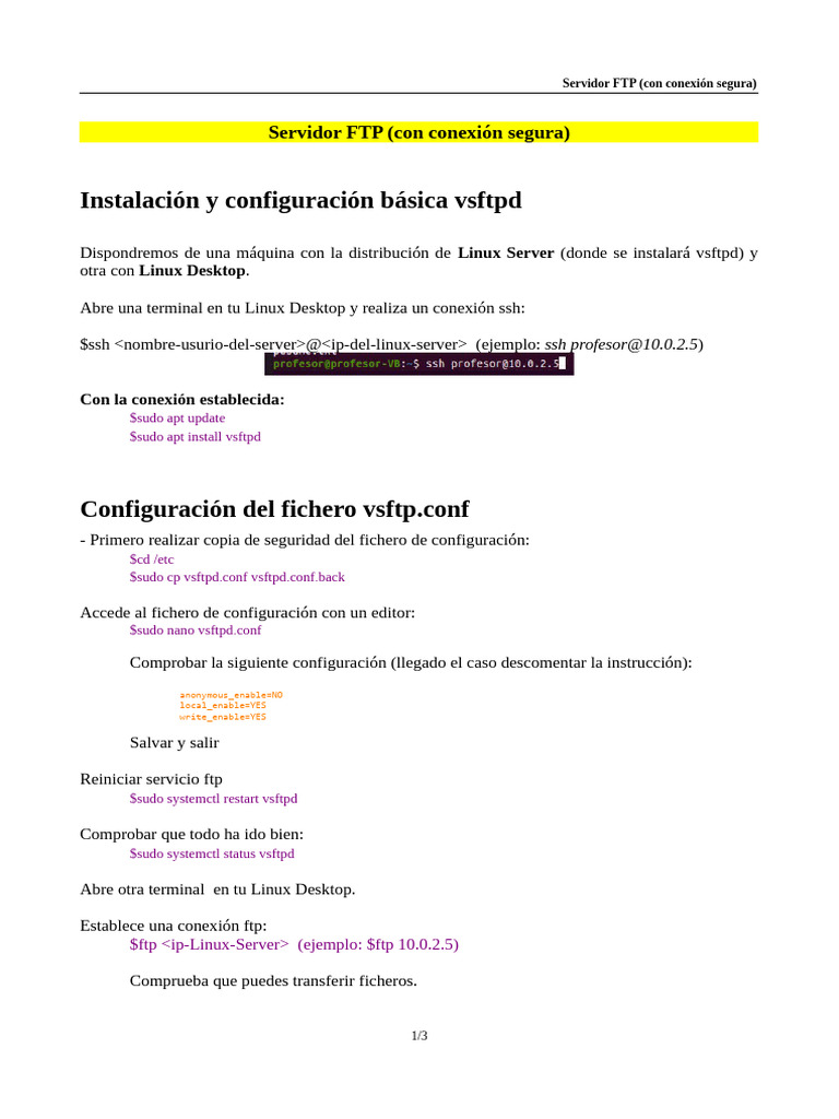 Instalación y Configuración de vsftpd | PDF | Transport Layer Security ...