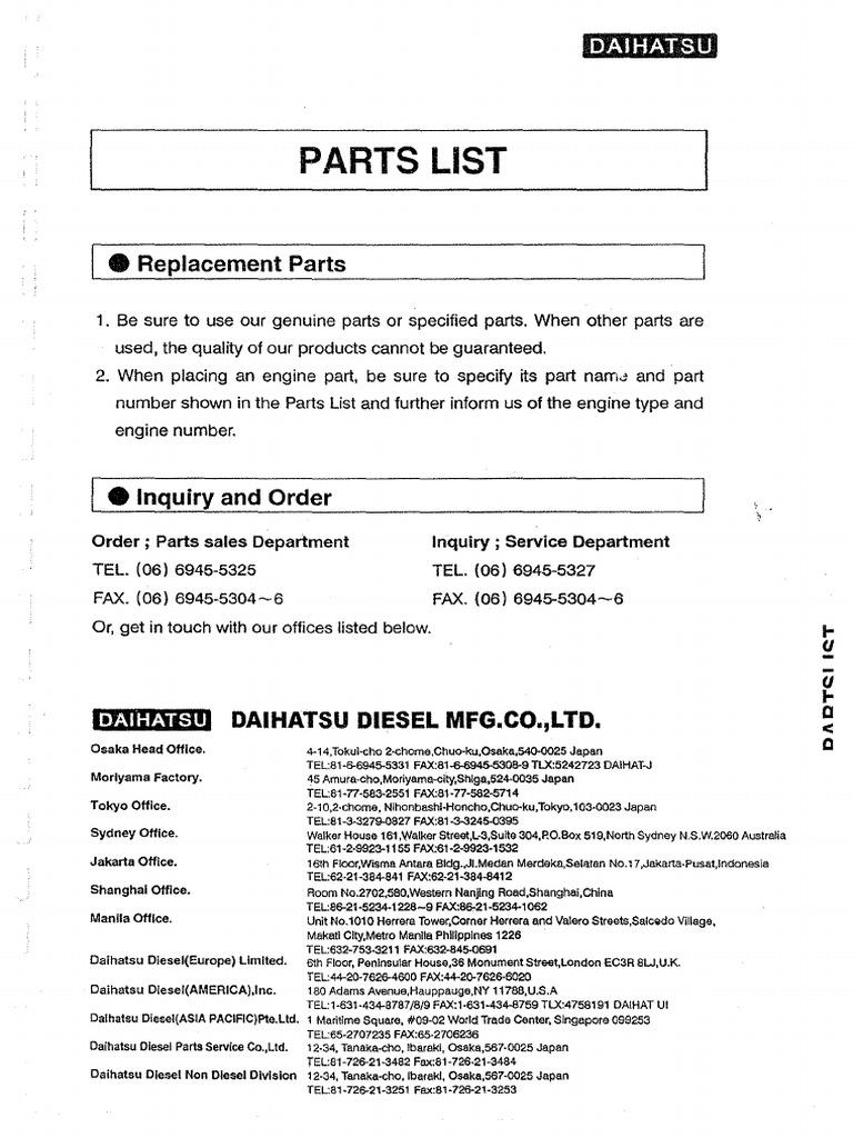 Daihatsu Dk 20 Spare Parts Pdf Mechanical Engineering Engines