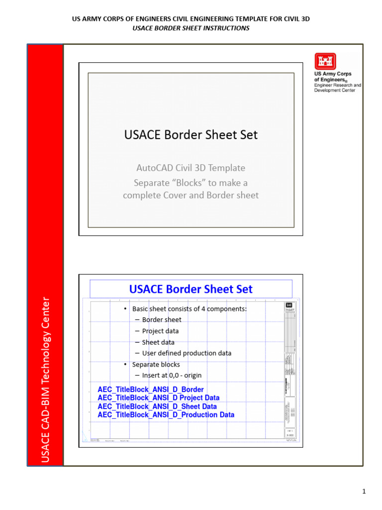 USACE Civil 3D Border sheet Instructions | PDF | United States Army ...