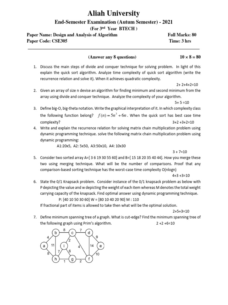 Algo Qs Btech | PDF | Time Complexity | Dynamic Programming