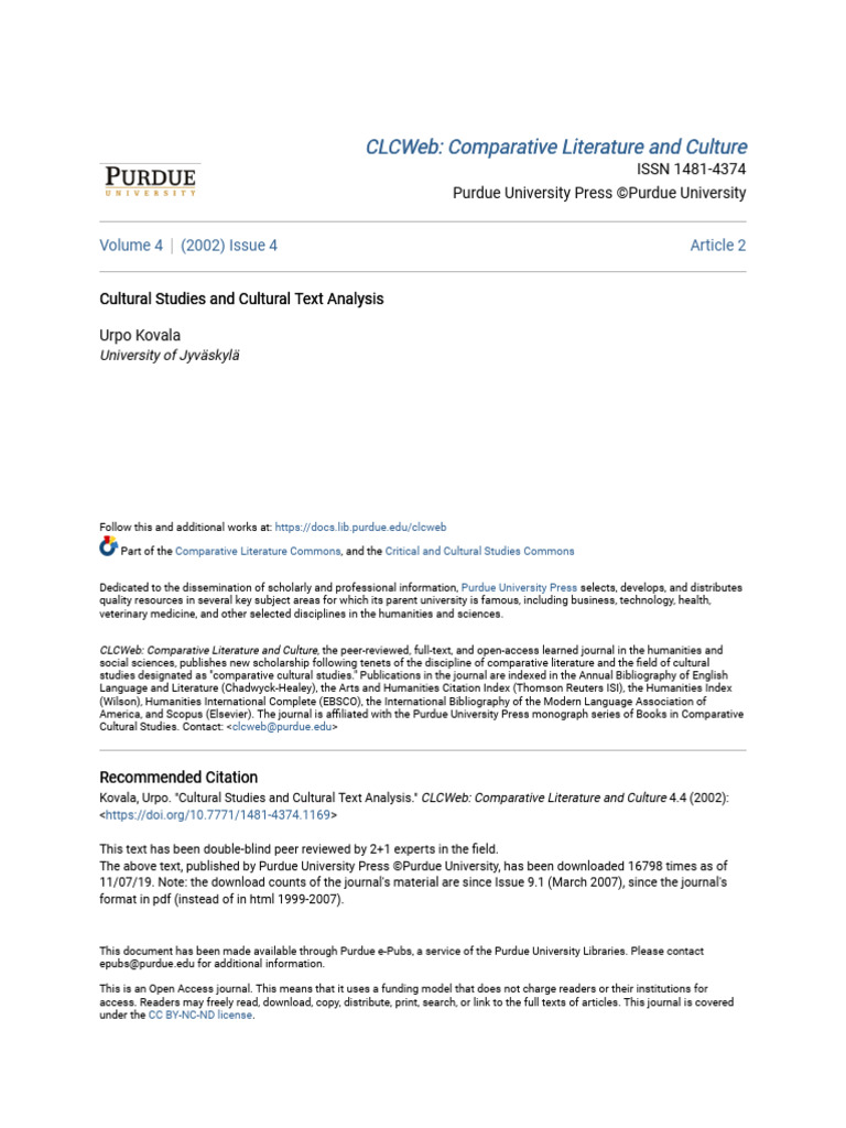Cultural Studies and Cultural Text Analysis | PDF | Cultural Studies ...