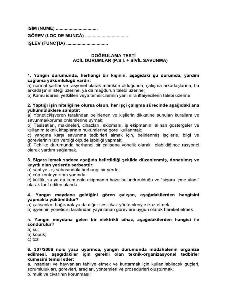 Test PSI - Turca | PDF