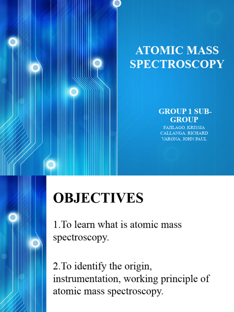 Atomic Mass Spectros PDF Mass Spectrometry Emission Spectrum