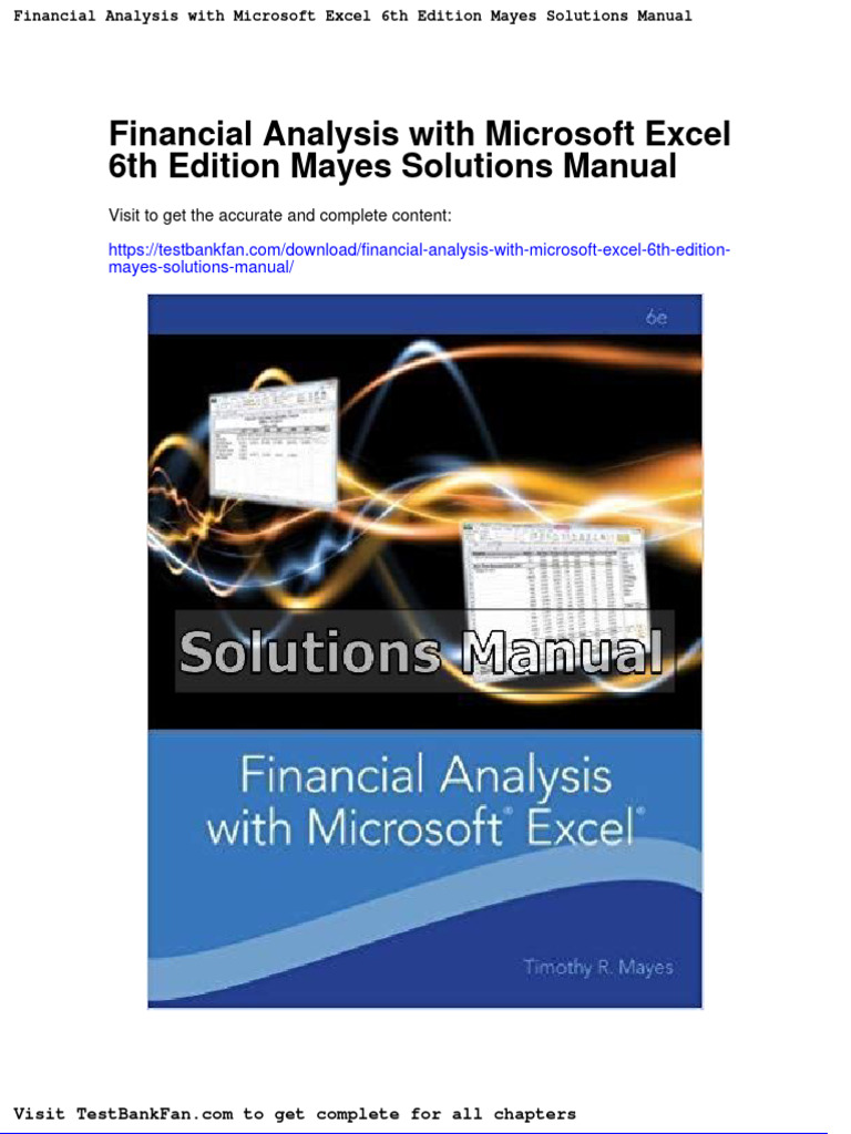 Financial Analysis With Microsoft Excel 6th Edition Mayes Solutions ...