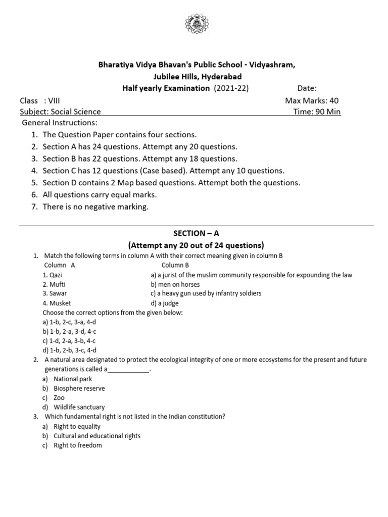 ZYAN 39 Class 8 Term 1 Question Paper PDF Renewable Resources Water