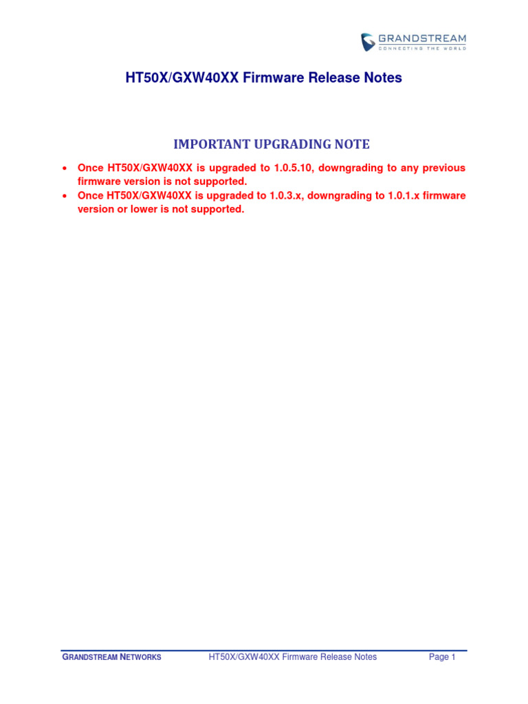 HT50X/GXW40XX Firmware Release Notes | PDF | Session Initiation ...