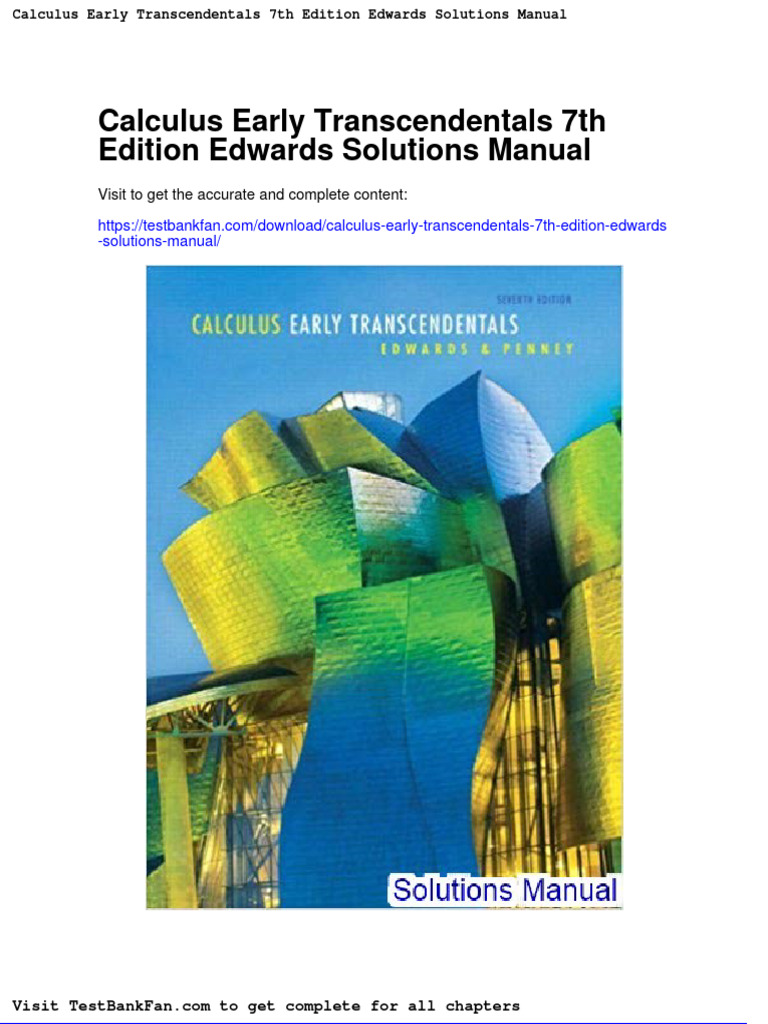 Calculus Early Transcendentals 7th Edition Edwards Solutions Manual