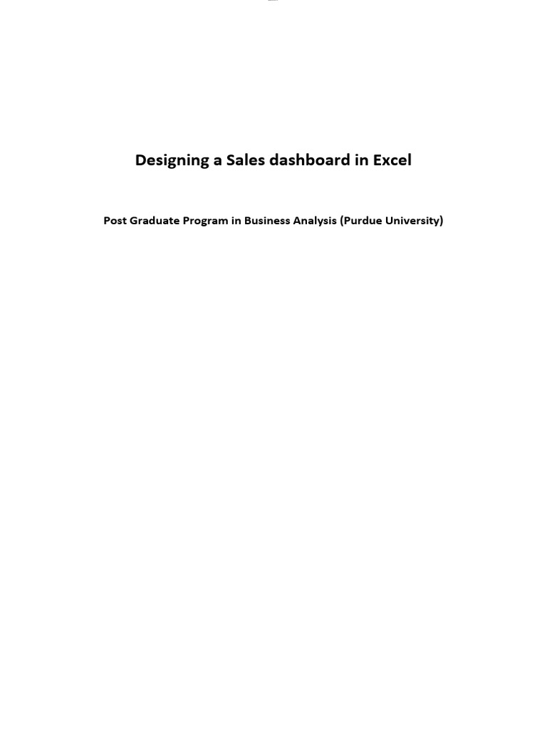 Designing A Sales Dashboard in Excel | PDF | Microsoft Excel | Data