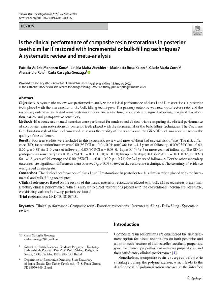Kunz Pvm. 2022. | PDF | Dental Composite | Systematic Review