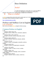 Prefixes and Suffixes Definition