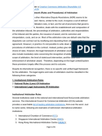 The Legal Framework (Rules and Procedures) of Arbitration