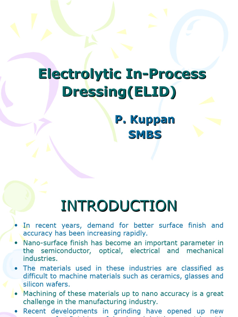 Electrolytic In-Process Dressing (ELID) | PDF