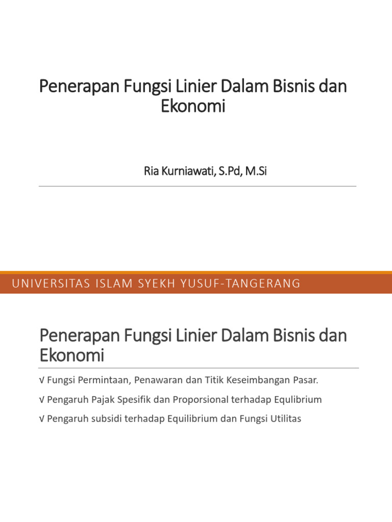 Fungsi Linier dalam Ekonomi | PDF