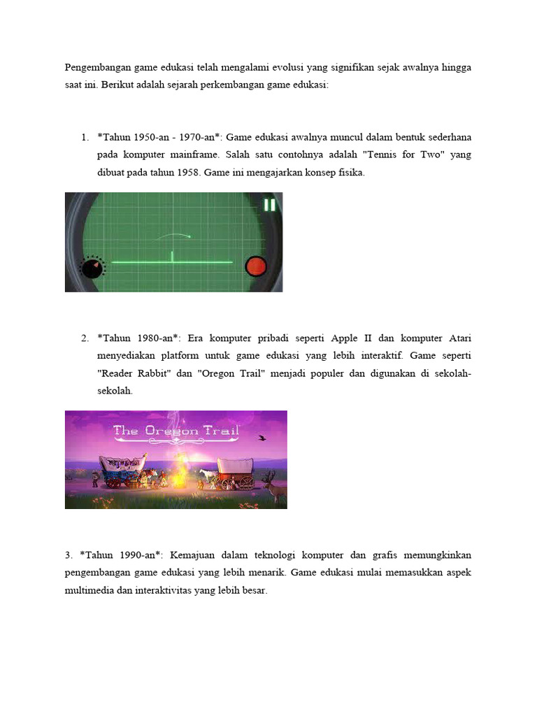 Sejarah Perkembangan Game Edukasi | PDF | Game & Aktivitas